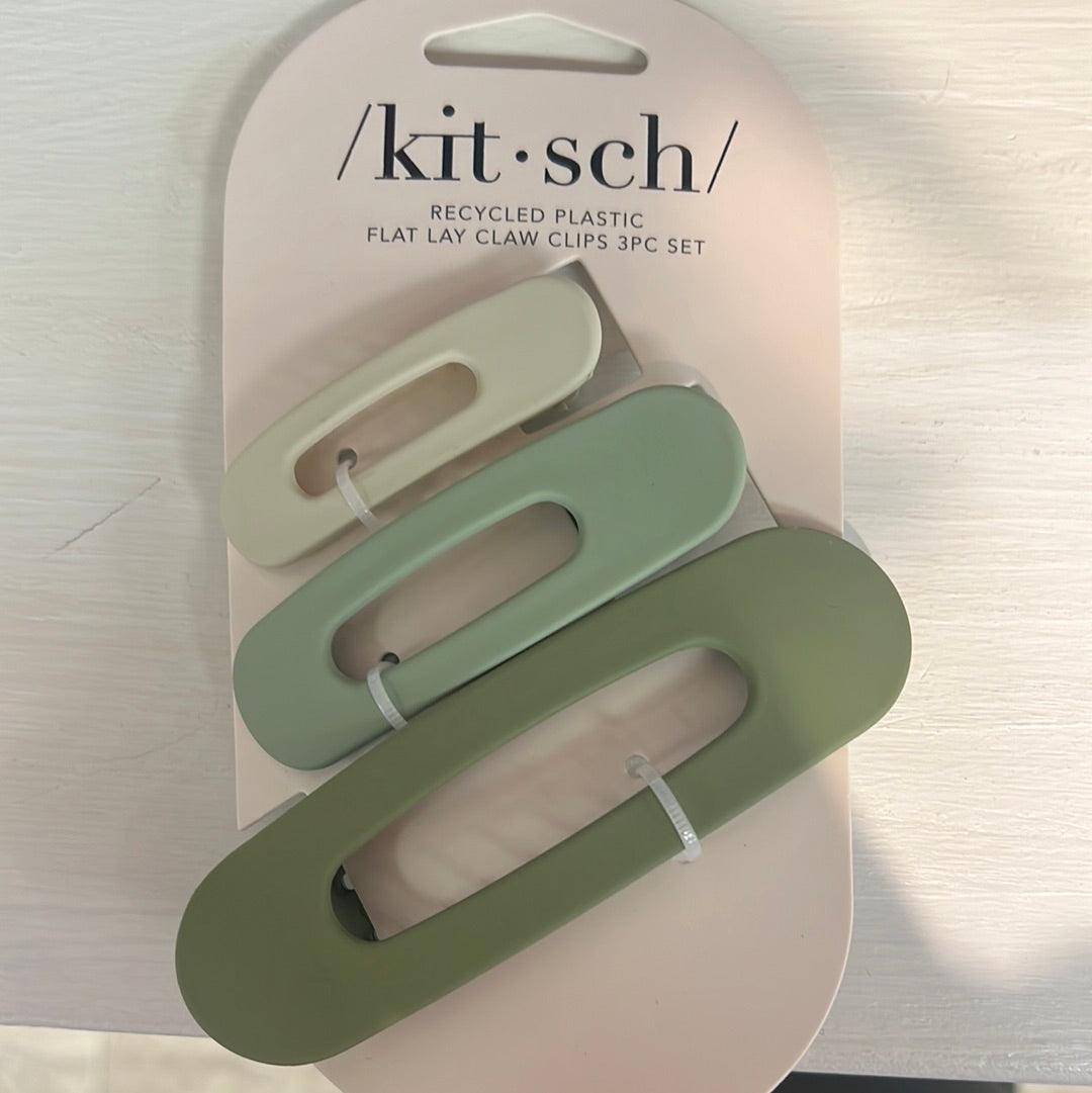 Recycled Plastic Matte Flat Lay Claw Clip-3Pc Eucalyptus