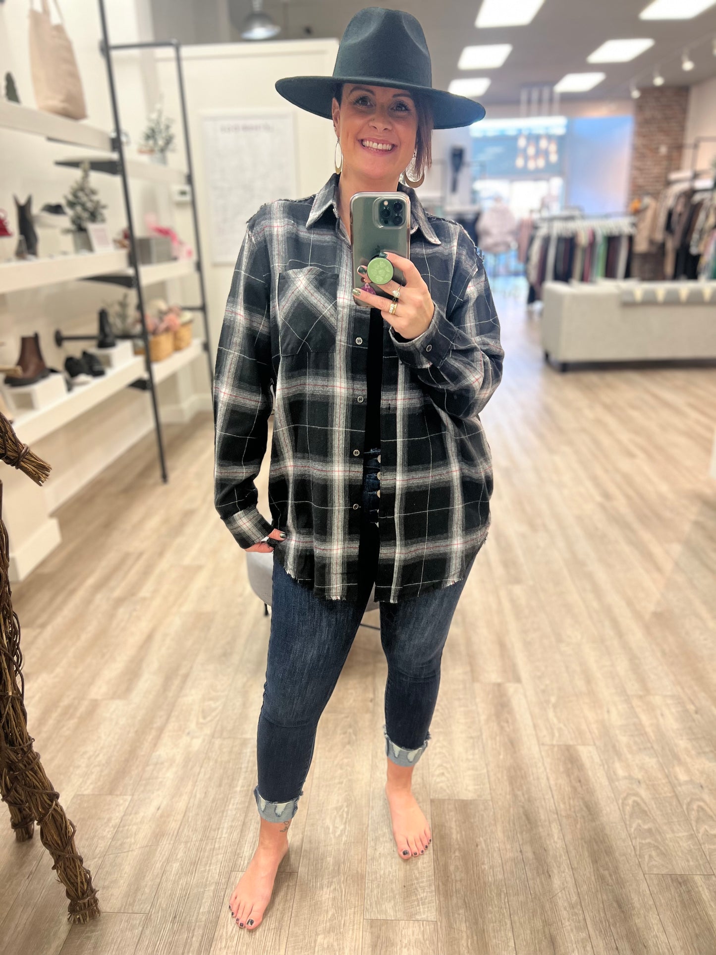 Celine Plaid Shirt-Black Plaid
