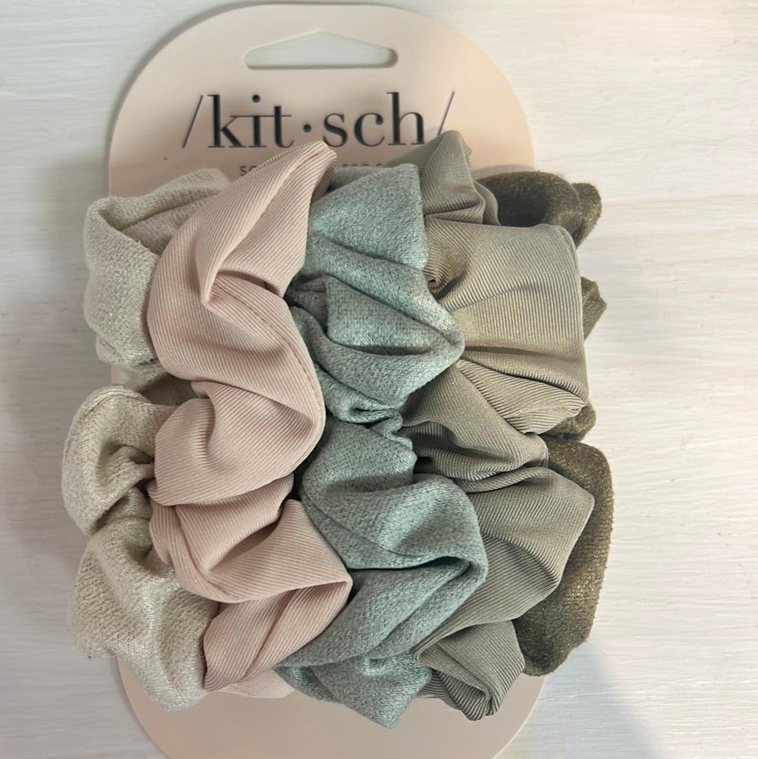 Kitsch Textured Scrunchies-5pc in Eucalyptus