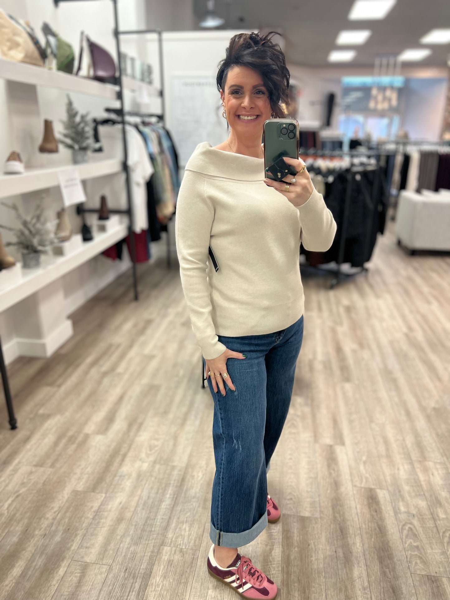 Angelique Long Sleeve Reglan Pullover in Oatmeal