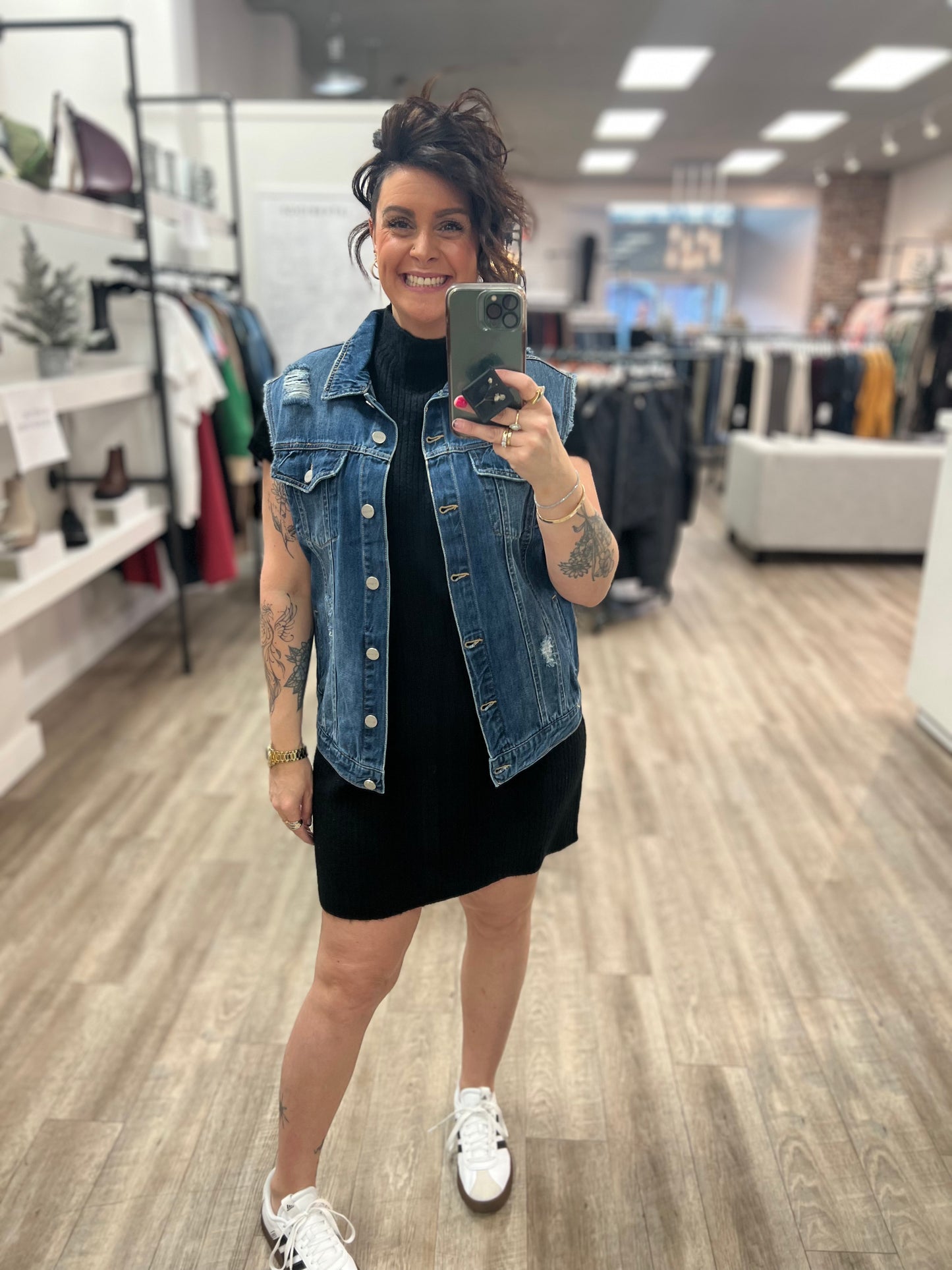 Oversized Denim Vest in Dark