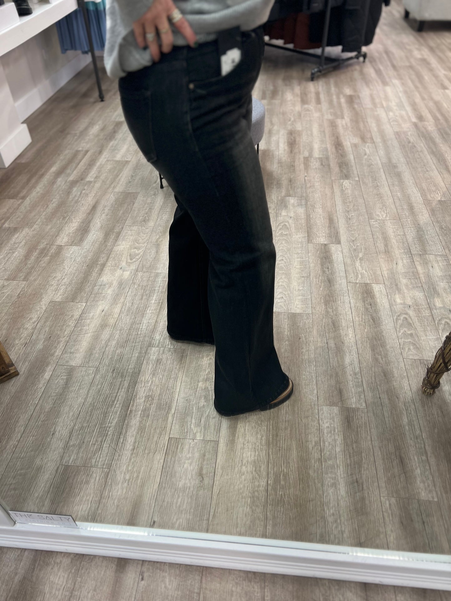 High Rise Tummy Control Wide Leg Jeans in Black