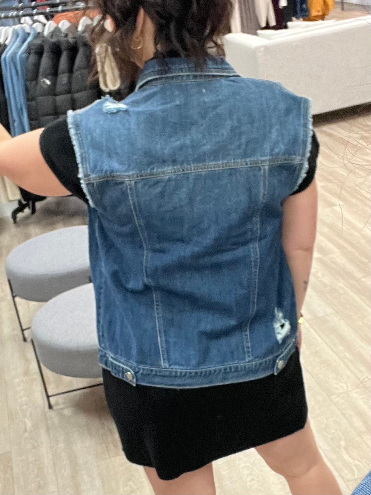 Oversized Denim Vest in Dark