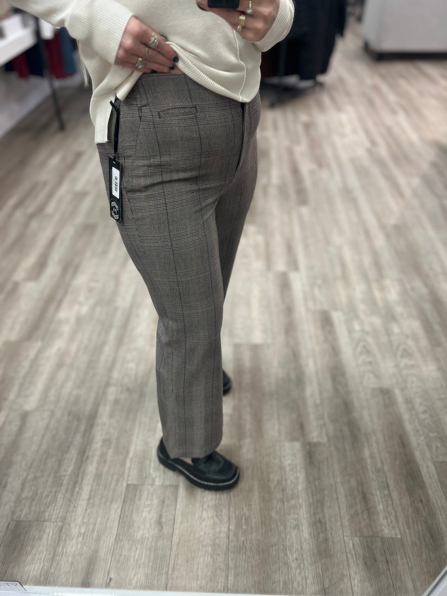 Cropped Wide Leg Pants in Brown Plaid