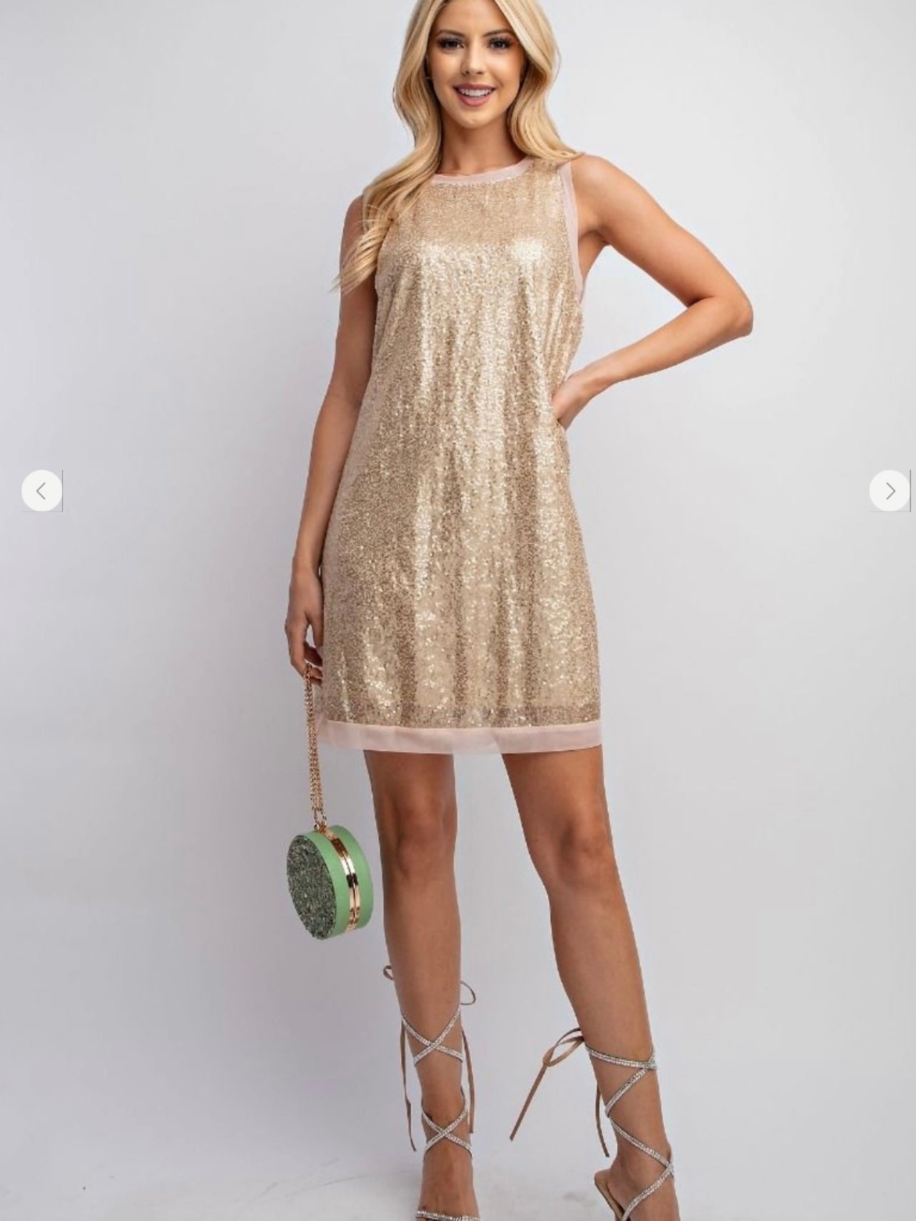 Sequin Holiday Dress in Gold