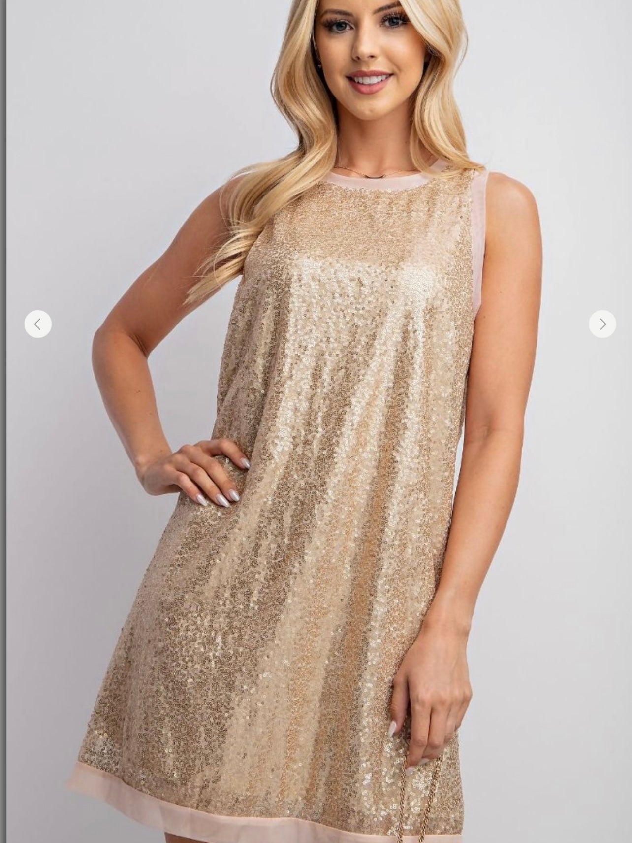 Sequin Holiday Dress in Gold