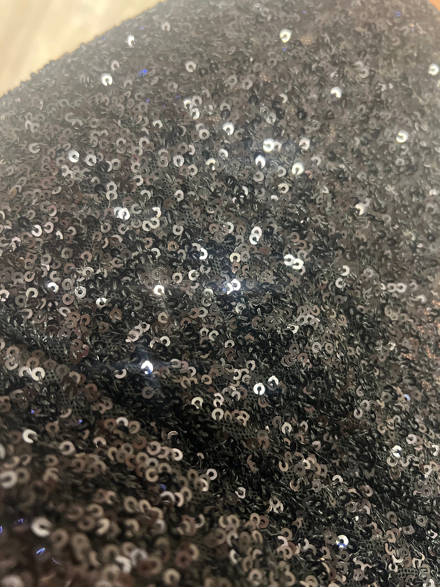 Sleeveless Padded Shoulder Sequin in Black