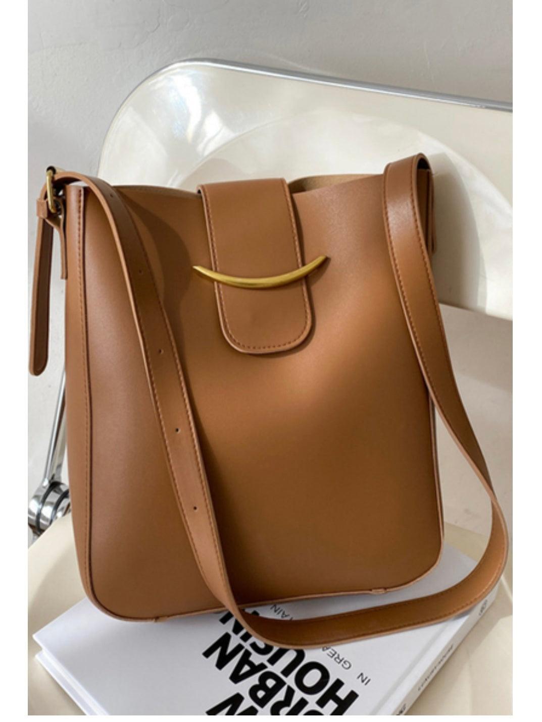 Vegan Leather Crossbody Shoulder Messenger Bag in Black