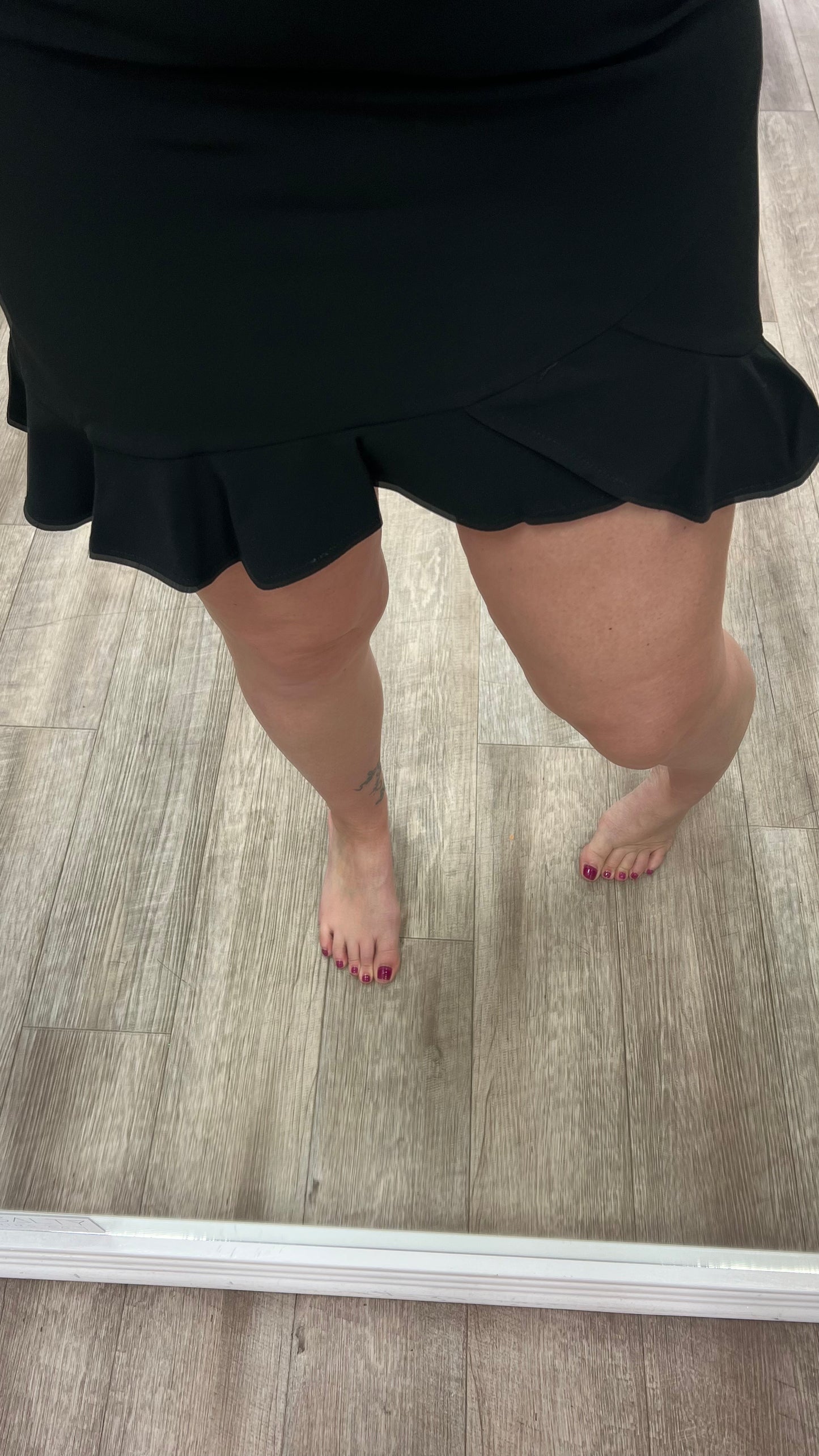 Ruffle Hem Mini Skirt in Black