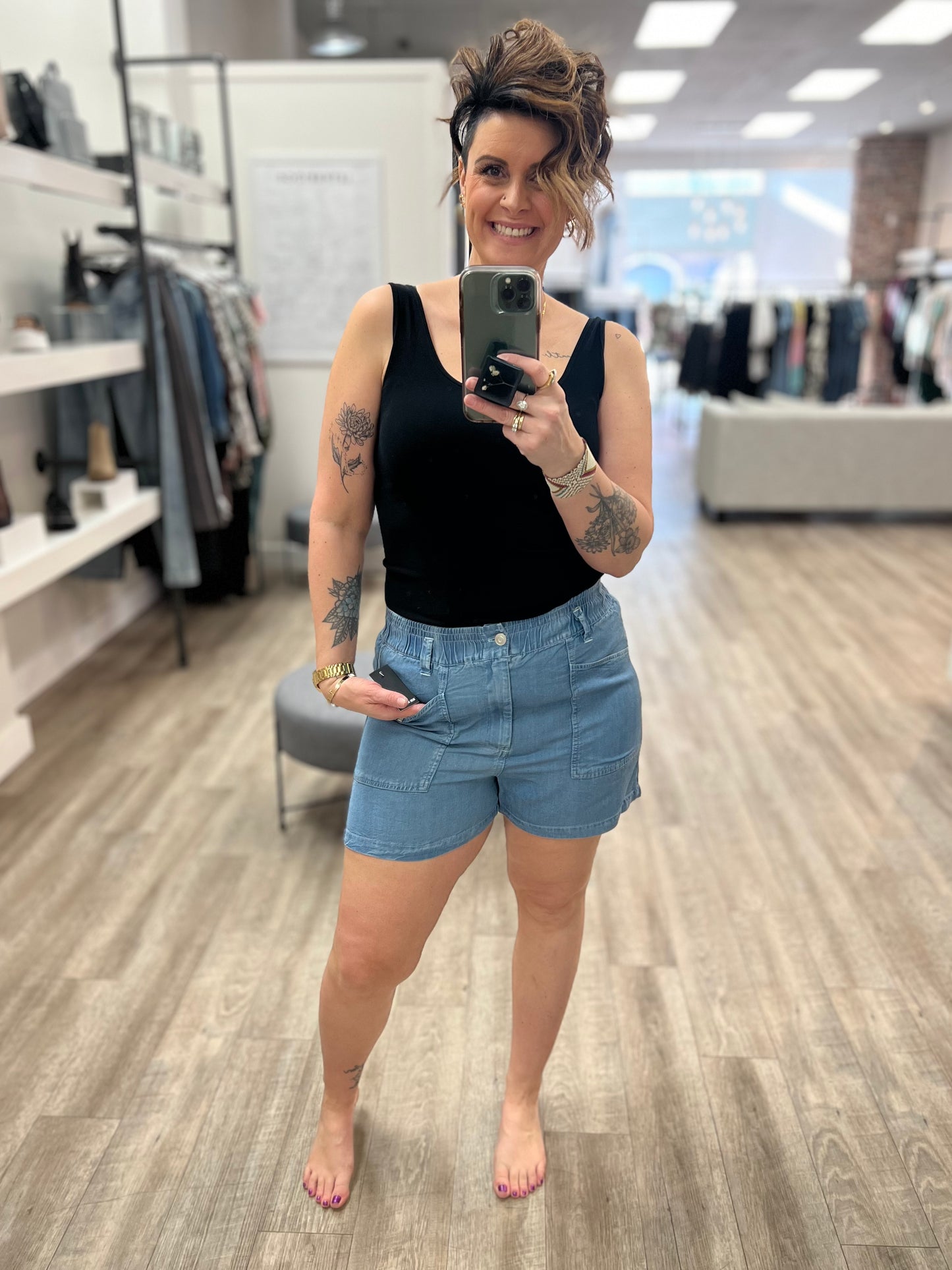 Sera Tencel Shorts in Mid Blue