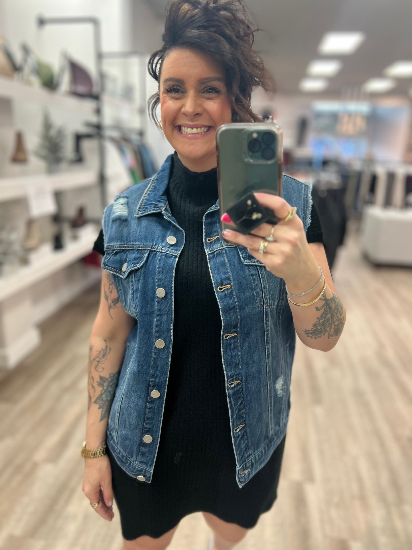 Oversized Denim Vest in Dark