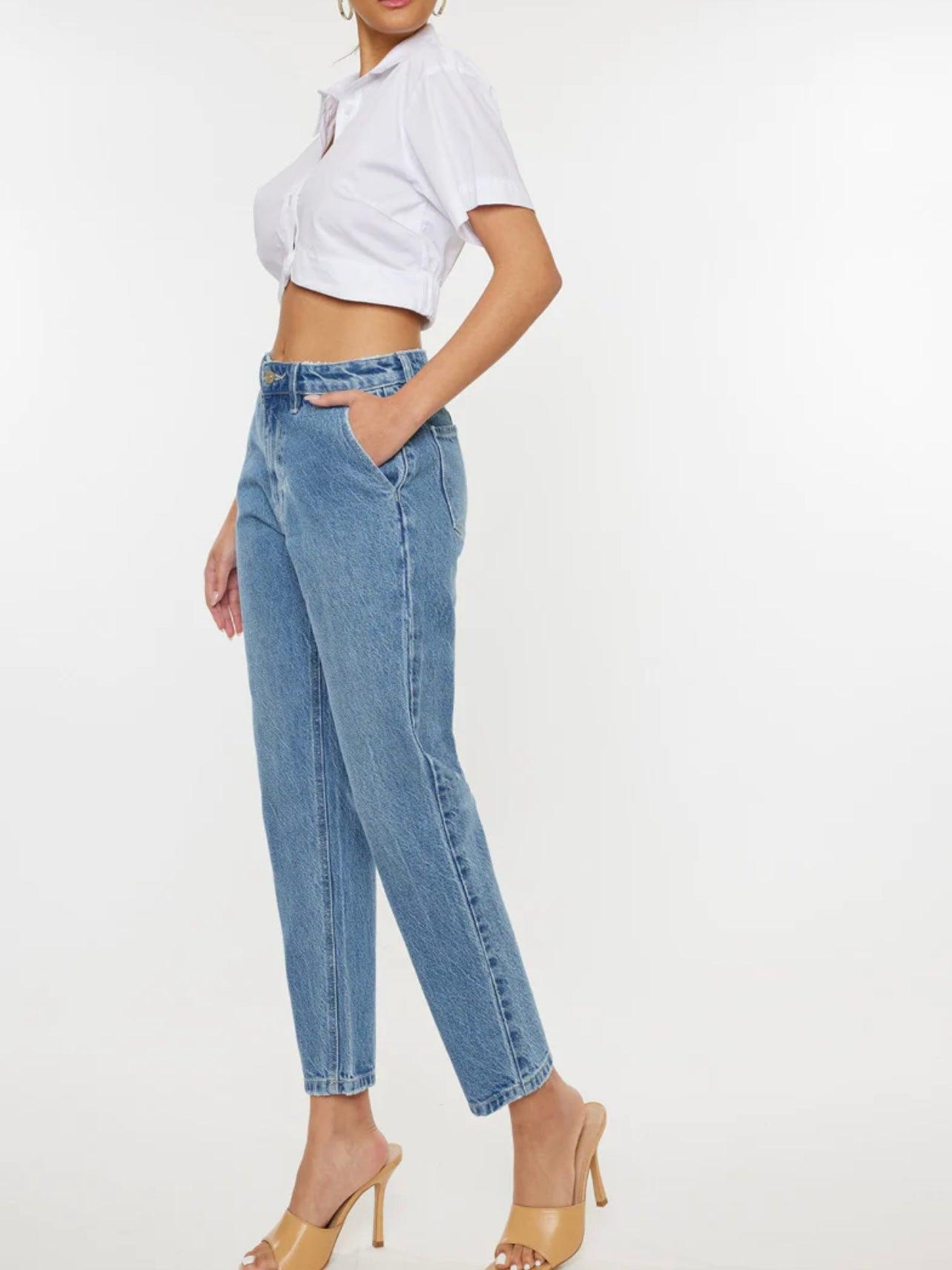 Hartford High Rise Mom Jeans-Medium Wash