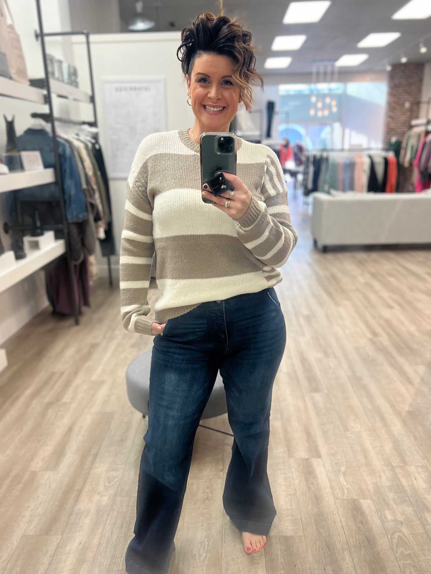 Taupe Stripe Sweater