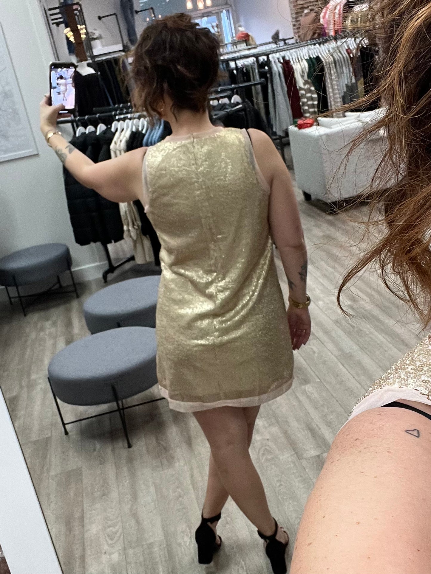 Sequin Holiday Dress in Gold