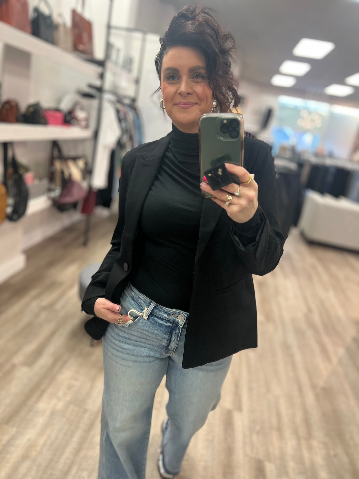One Button Ponte Blazer in Black