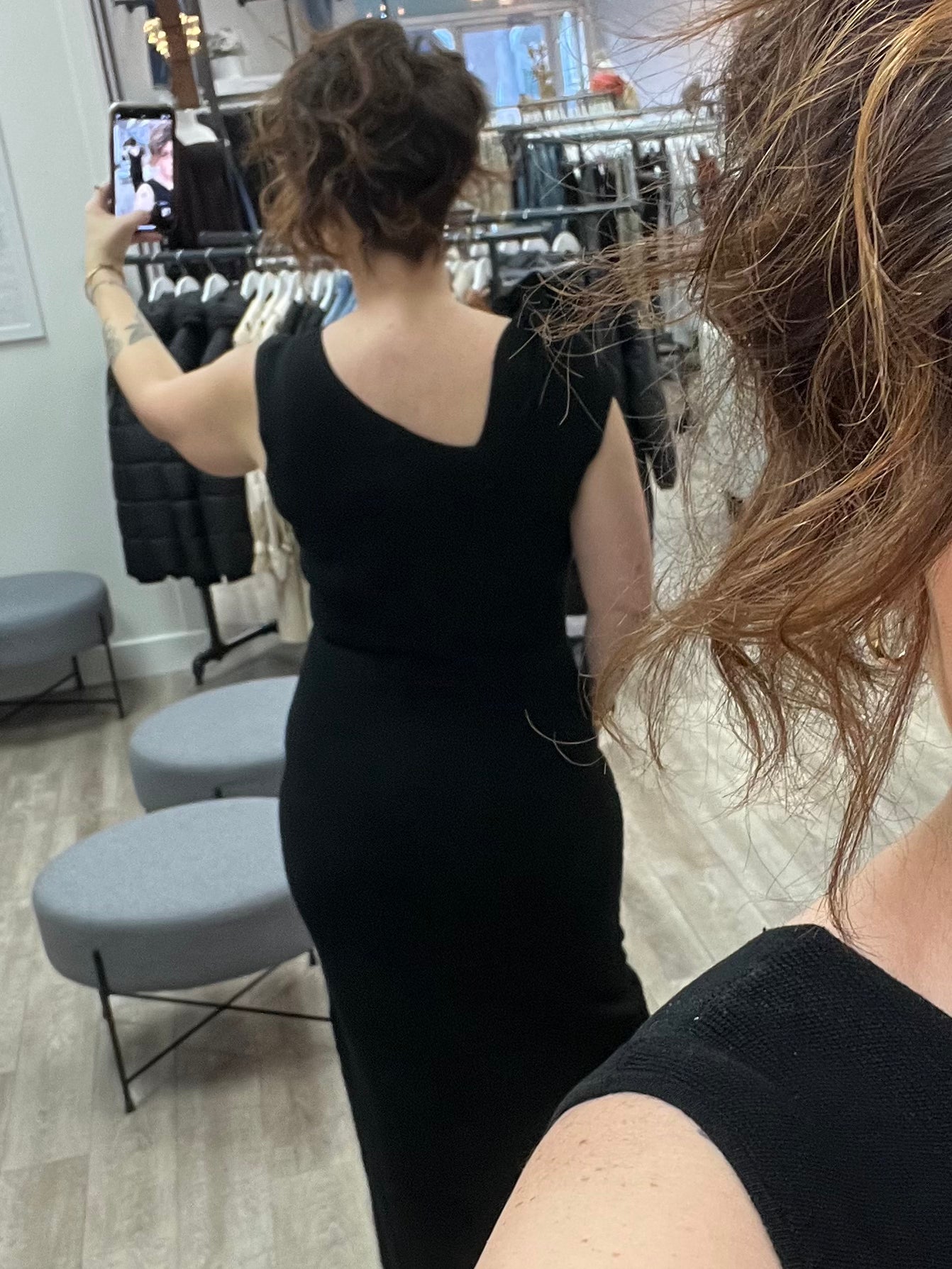 Front Tie Sleeveless Knit Midi Dress in Black