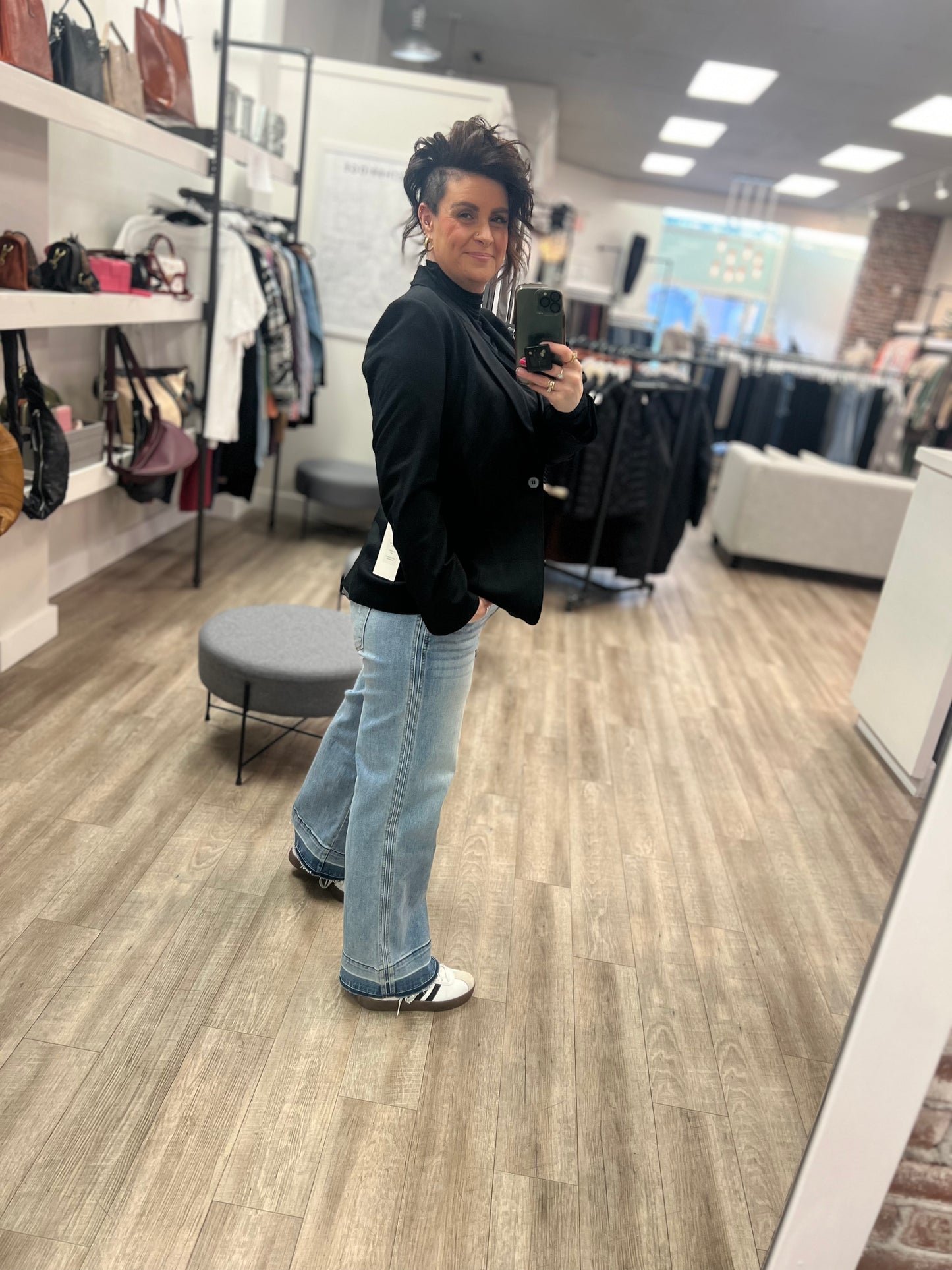 One Button Ponte Blazer in Black