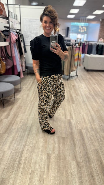 Animal Print Ladies Pants in Almond