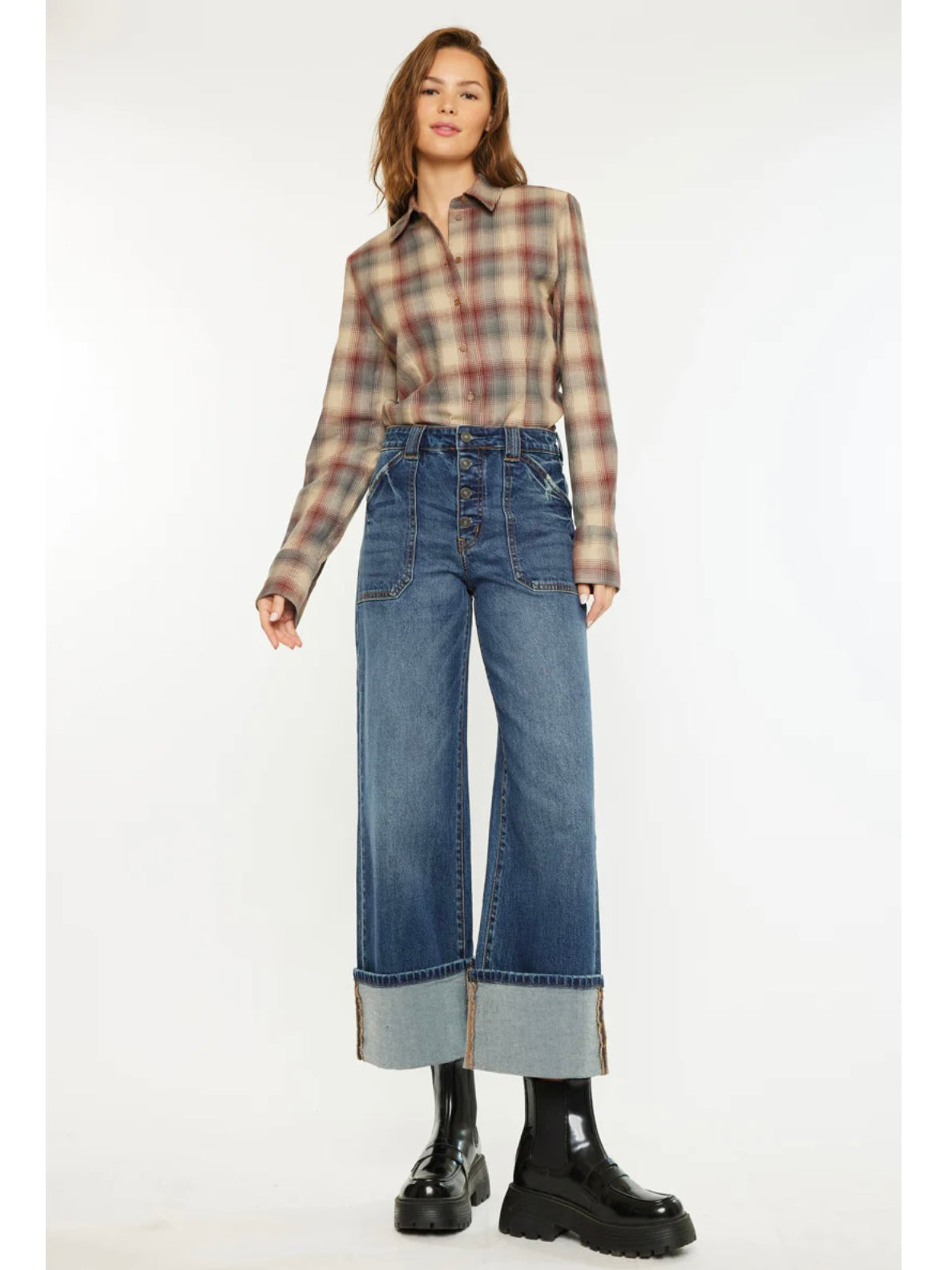 Beanie High Rise Ankle Wide Leg Jeans