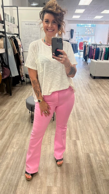 Betsy High Rise Bootcut in Pink