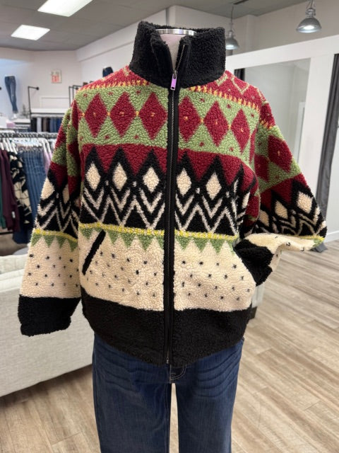 Whistler Sherpa Front Zip Jacket in Black