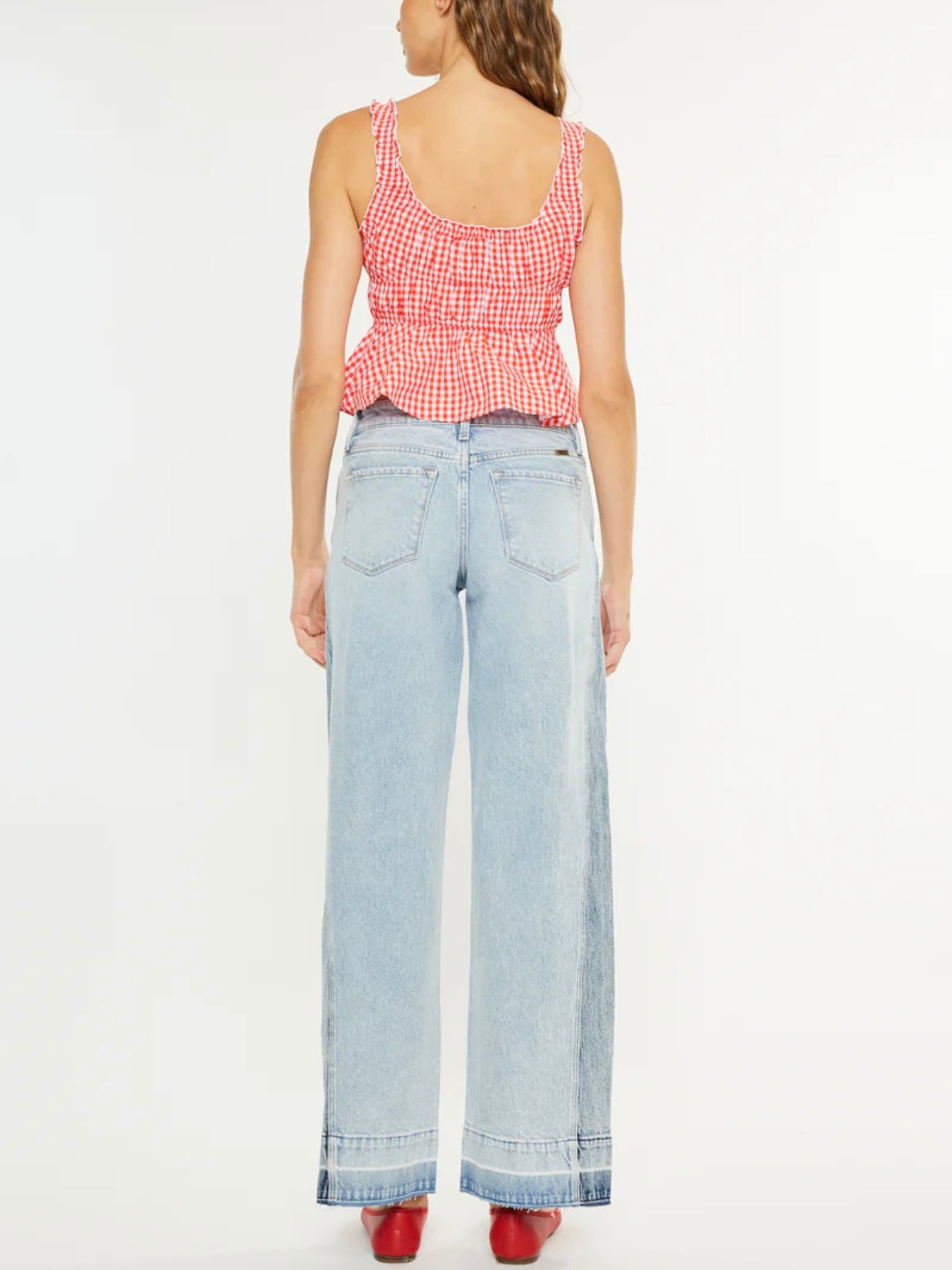 Carlise Mid Rise Colour Block Wide Leg Jeans