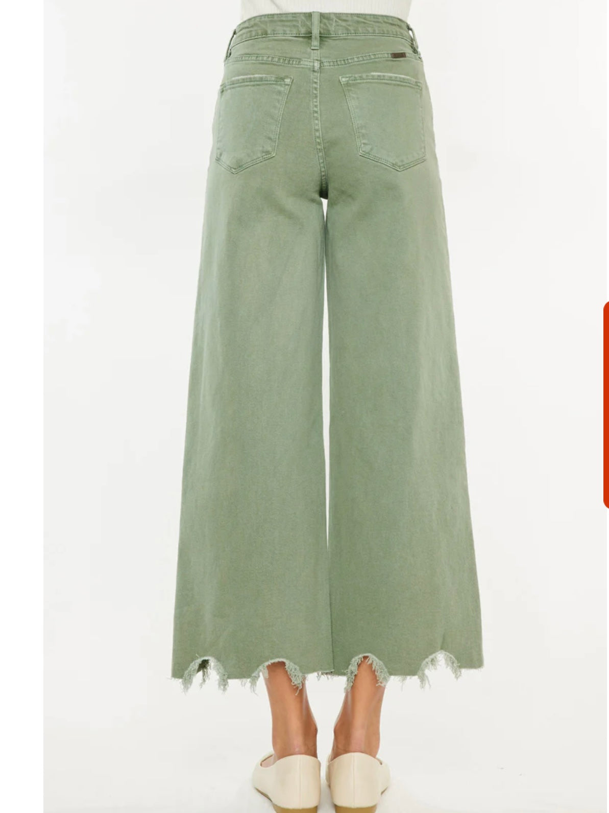 Savie Cropped Wide Leg Jeans in Olive
