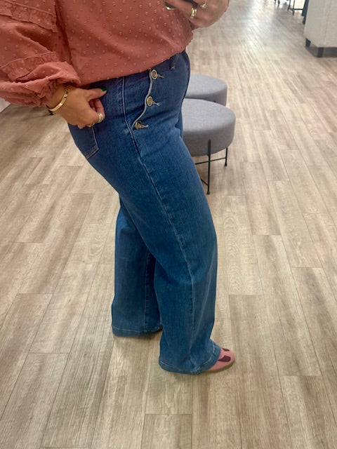 Sol High Rise Wide Leg Trousers in Dark
