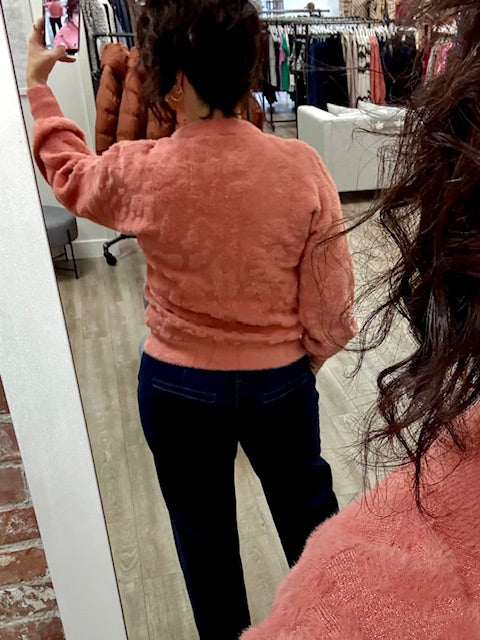 Fuzzy Knit Sweater in Desert Rose