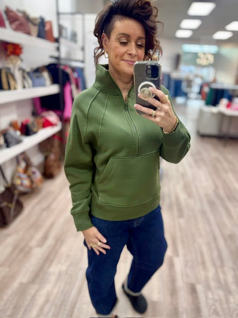 The On The Go Pullover in Army Green