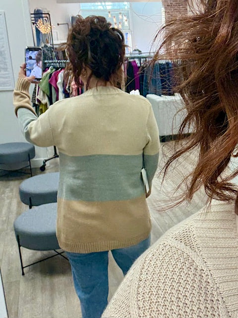 Grey/Sand Beige Cardigan Sweater By PZ