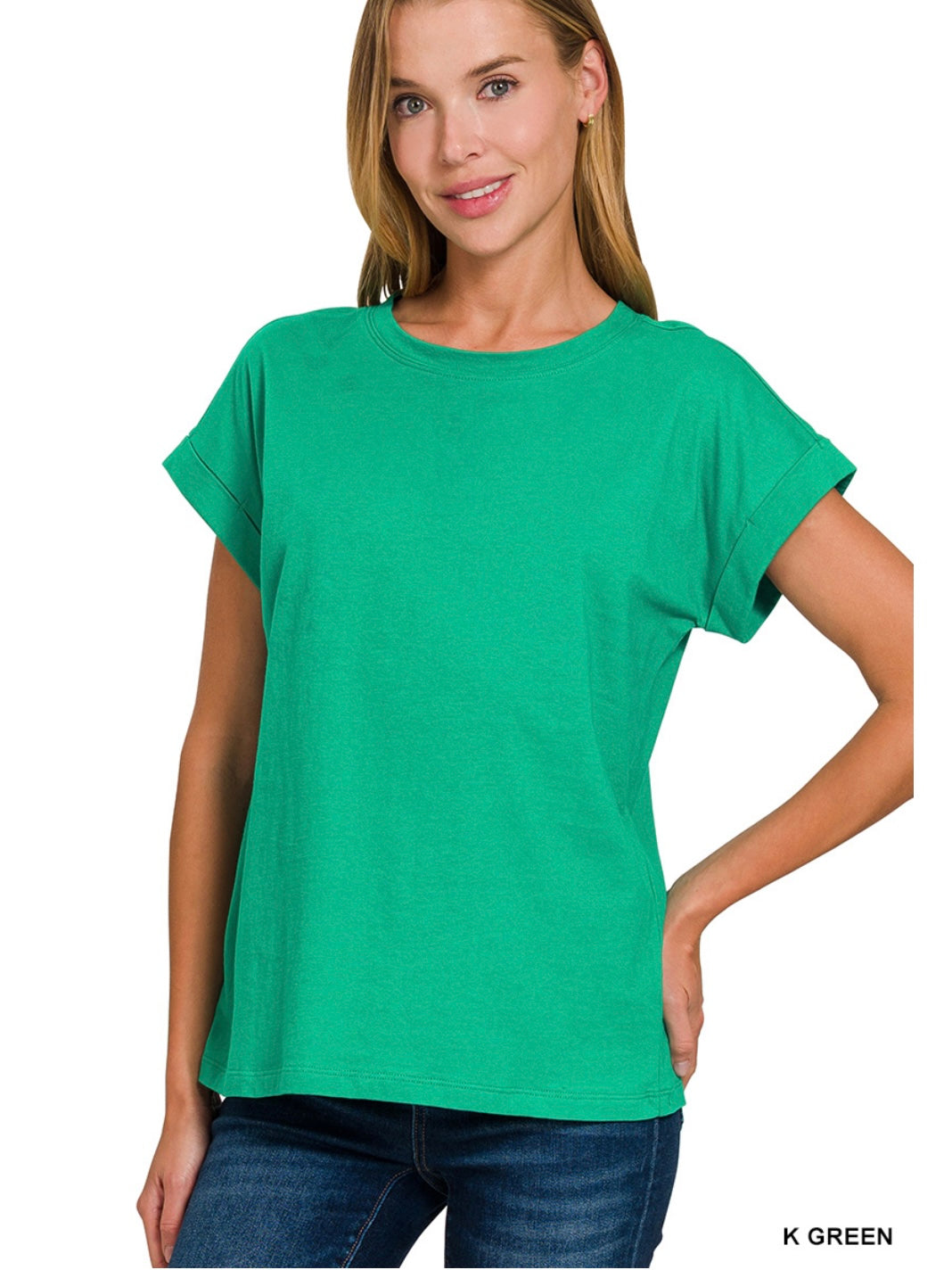 Rocky Rolled Up Sleeve Shirt in Kelly Green