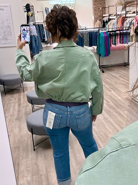 The Cloud Cropped Jacket in Ivy Green