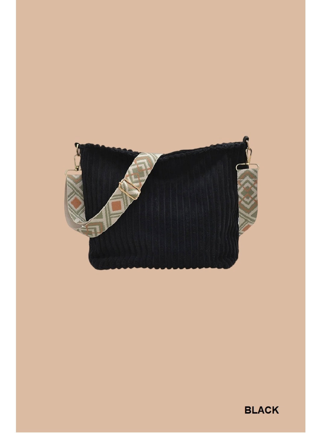 Corduroy Tote Bag With Guitar Shoulder Strap