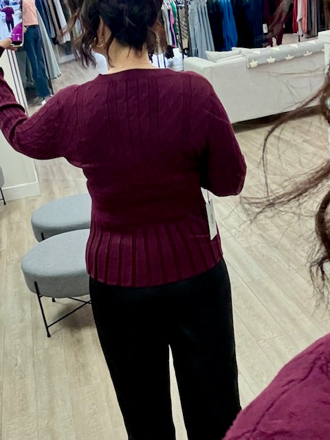 Wine And Whimsy Knit Sweater in Plum