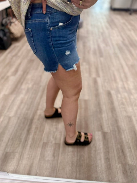 Broken-In Beauty Shorts with Side Slits