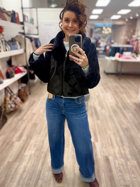 The After Dark Faux Fur Coat in Black
