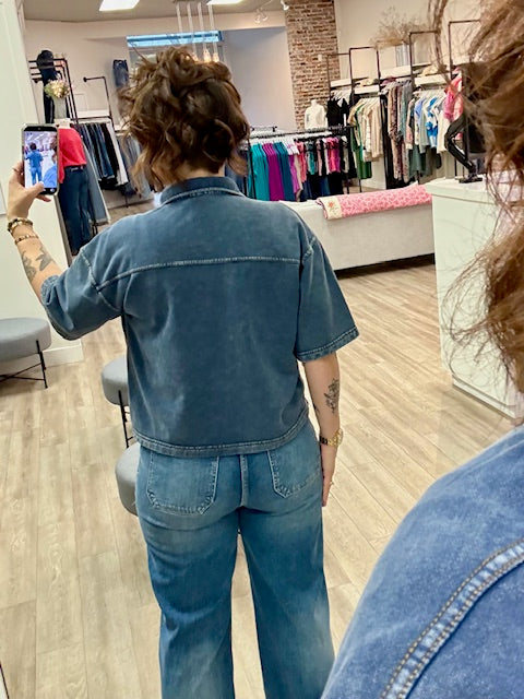 Lorane Denim Look French Terry in Denim Blue