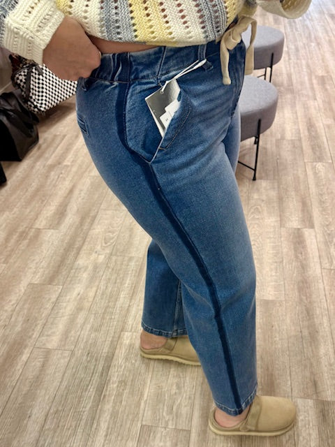 Tummy Control High Rise Crop Wide Leg Jeans