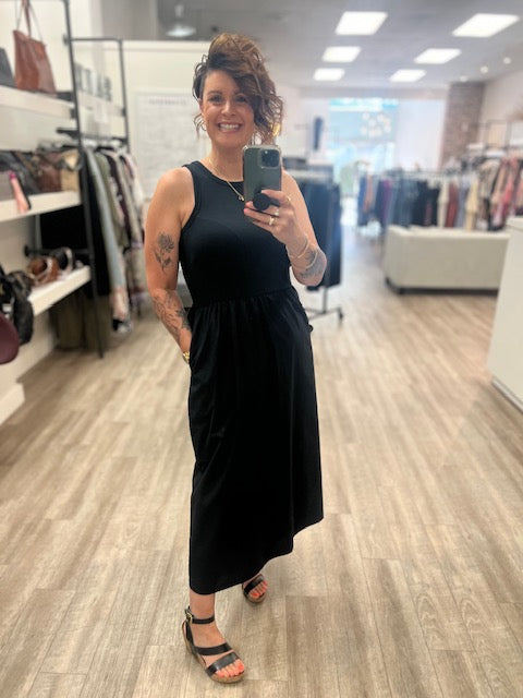 Kamalia Racer Tank Dress in Black