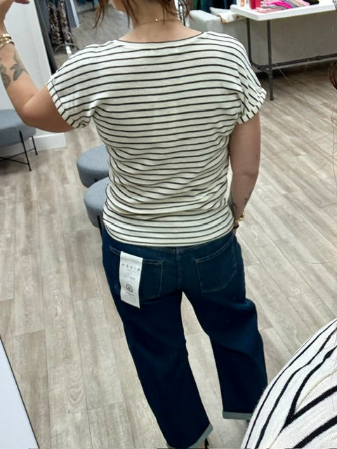 Subtle Sparkle Stripe Tee in Black