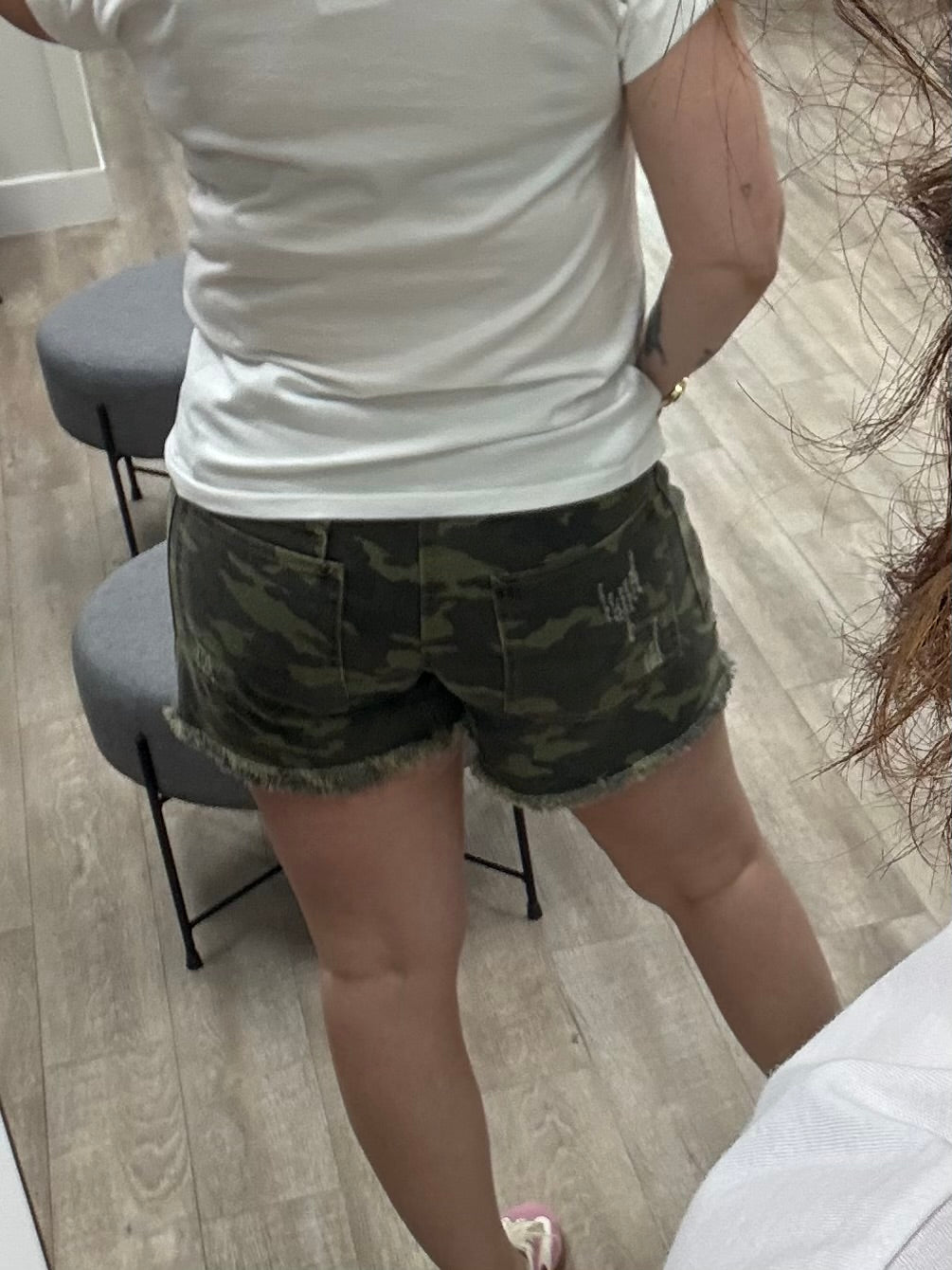 Camo Shorts with a Pop of Pink