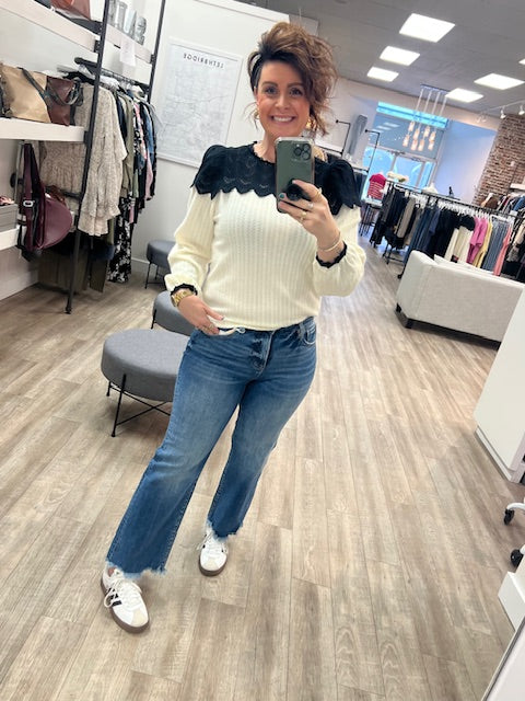 Tummy Control High Rise Ankle Straight Leg Jeans in Medium