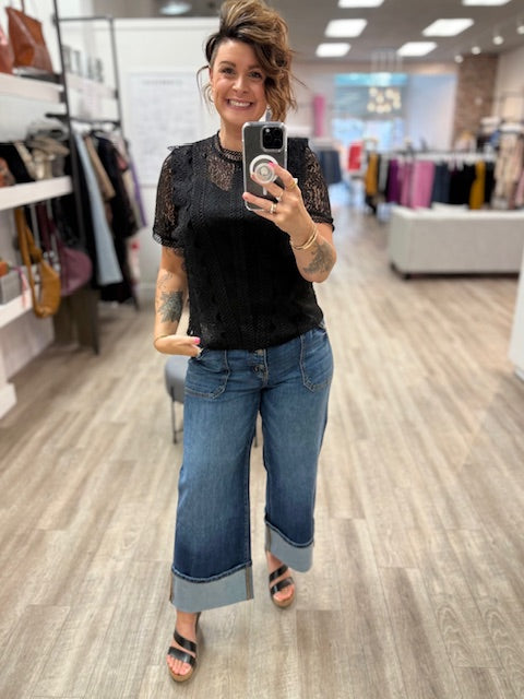 Beanie High Rise Ankle Wide Leg Jeans
