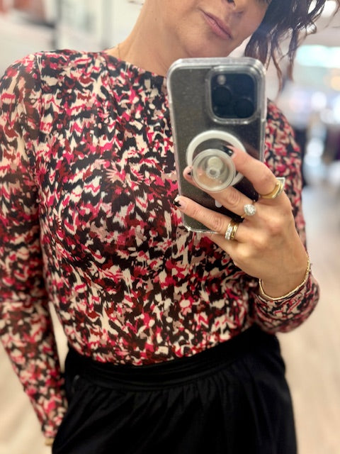 Abstract Print Long Sleeve in Cabernet
