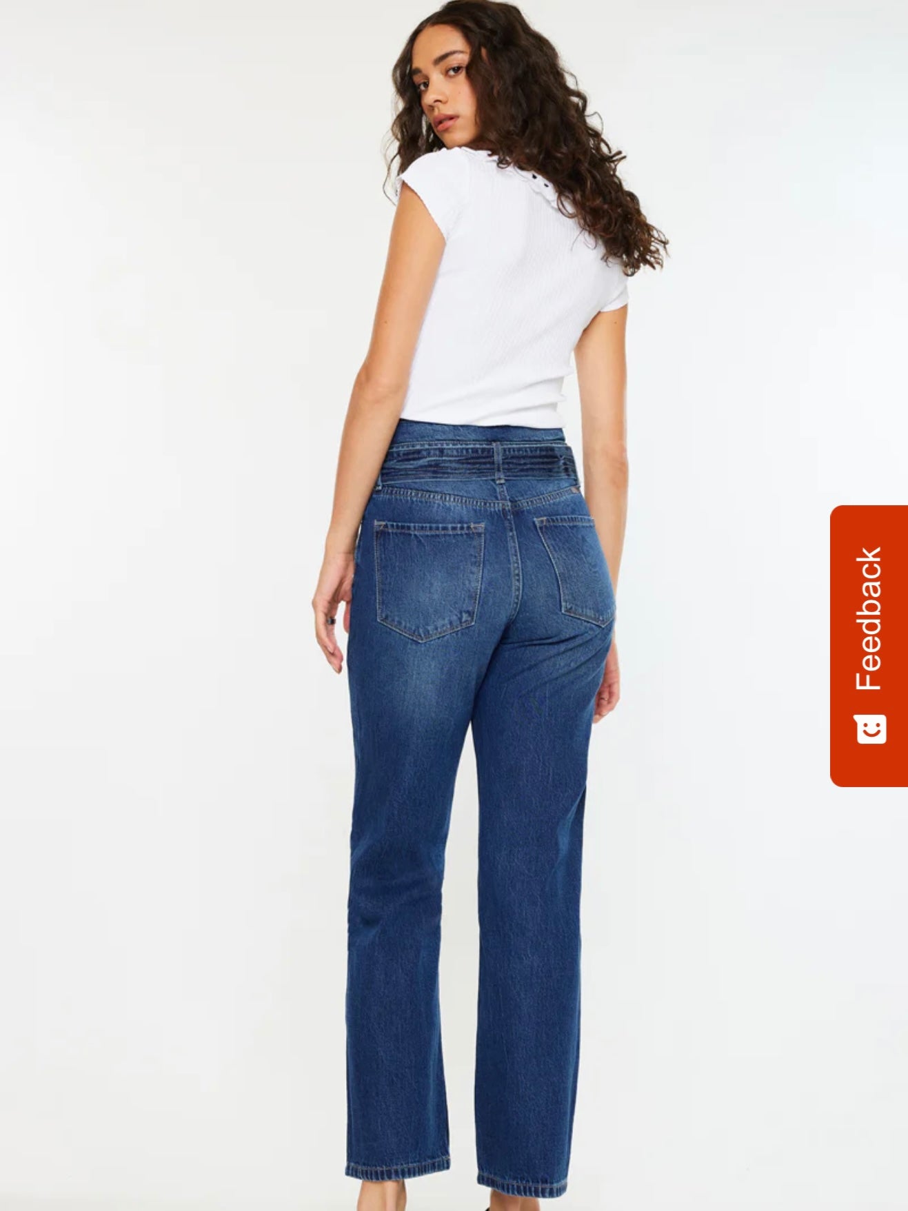 Kaas High Rise Belted Paper Bag Straight Leg Jeans