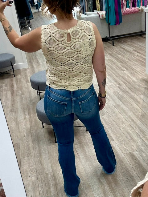 The Ivory Lace Dreams Tank in Whitecap
