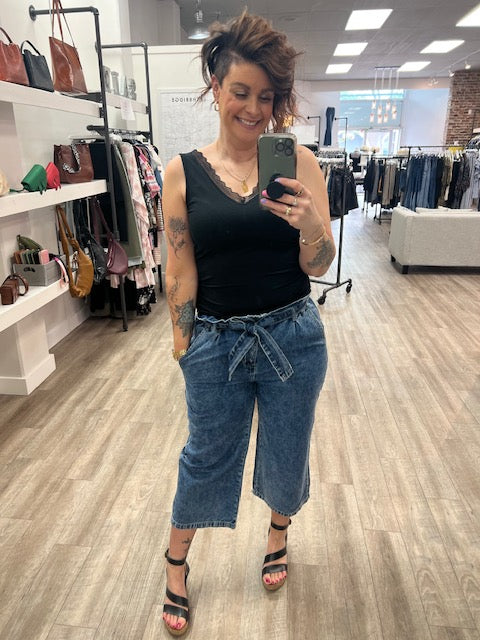 Lace Tank Top in Black