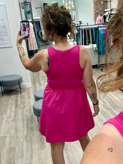 Meet Me Downtown Dress in Hot Pink