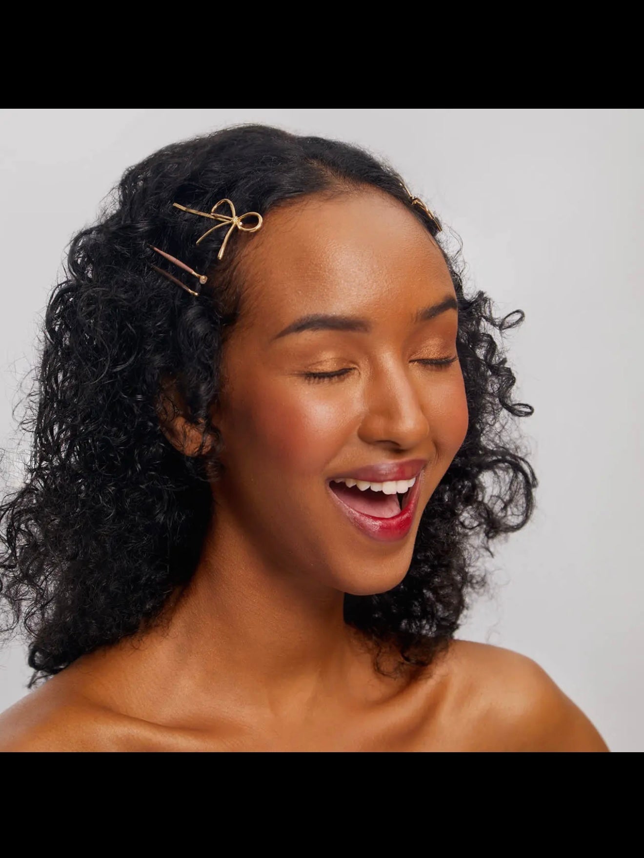 Kitsch Metal Enamel Cloud & Bow Bobby Pins 8pc Set in Rosewood